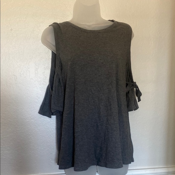 LOFT Dark Gray Cold Shoulder Blouse - Picture 1 of 2